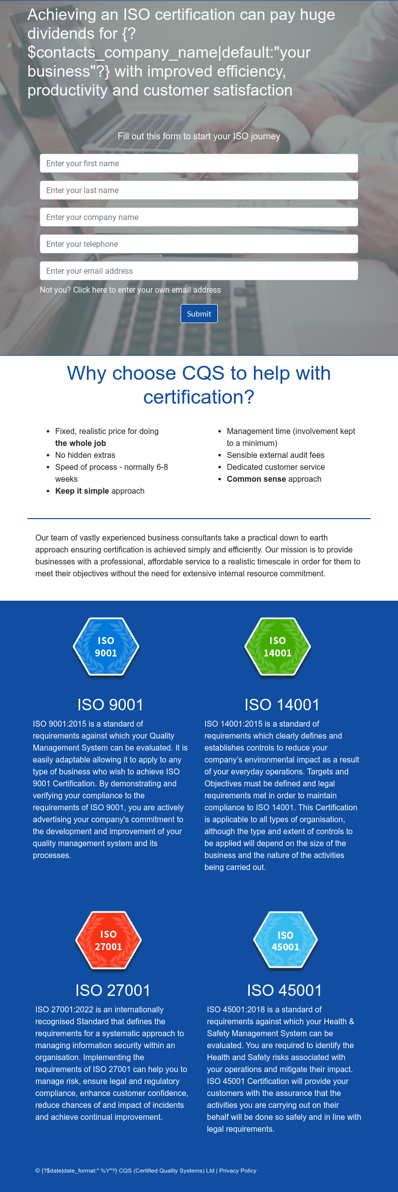 CQS - ISO Certification Enquiry